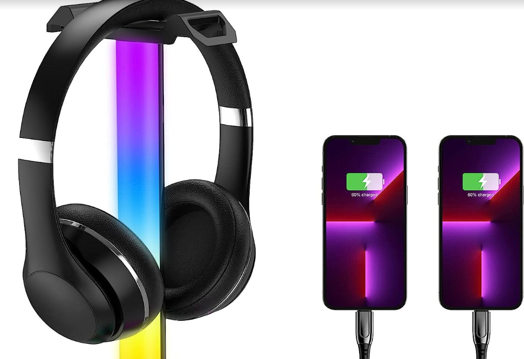 SIMOEFFI Upgraded RGB Gaming Headphones Stand - techbuzzireland