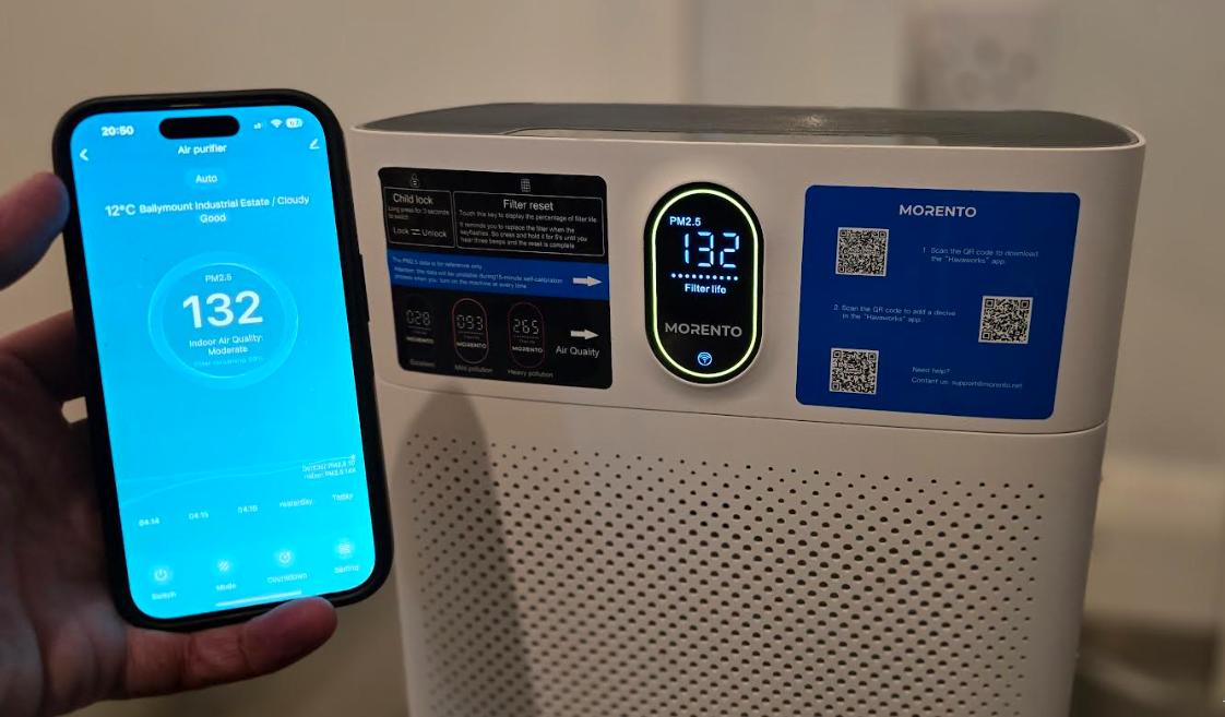 MORENTO Smart Air Purifier for Large Rooms - techbuzzireland