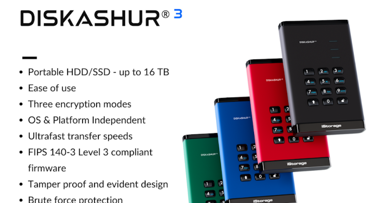 iStorage diskAshur3 data storage solutions FIPS