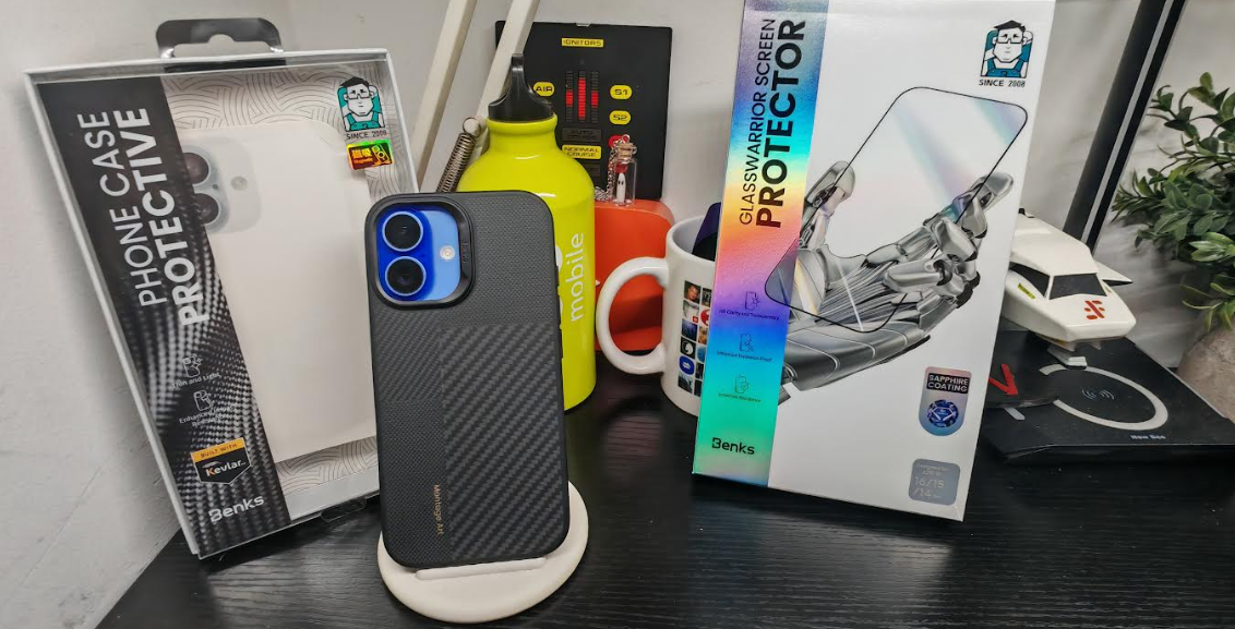 enks Montage ArmorPro Case and GlassWarrior Screen Protector for iPhone 16 techbuzzireland