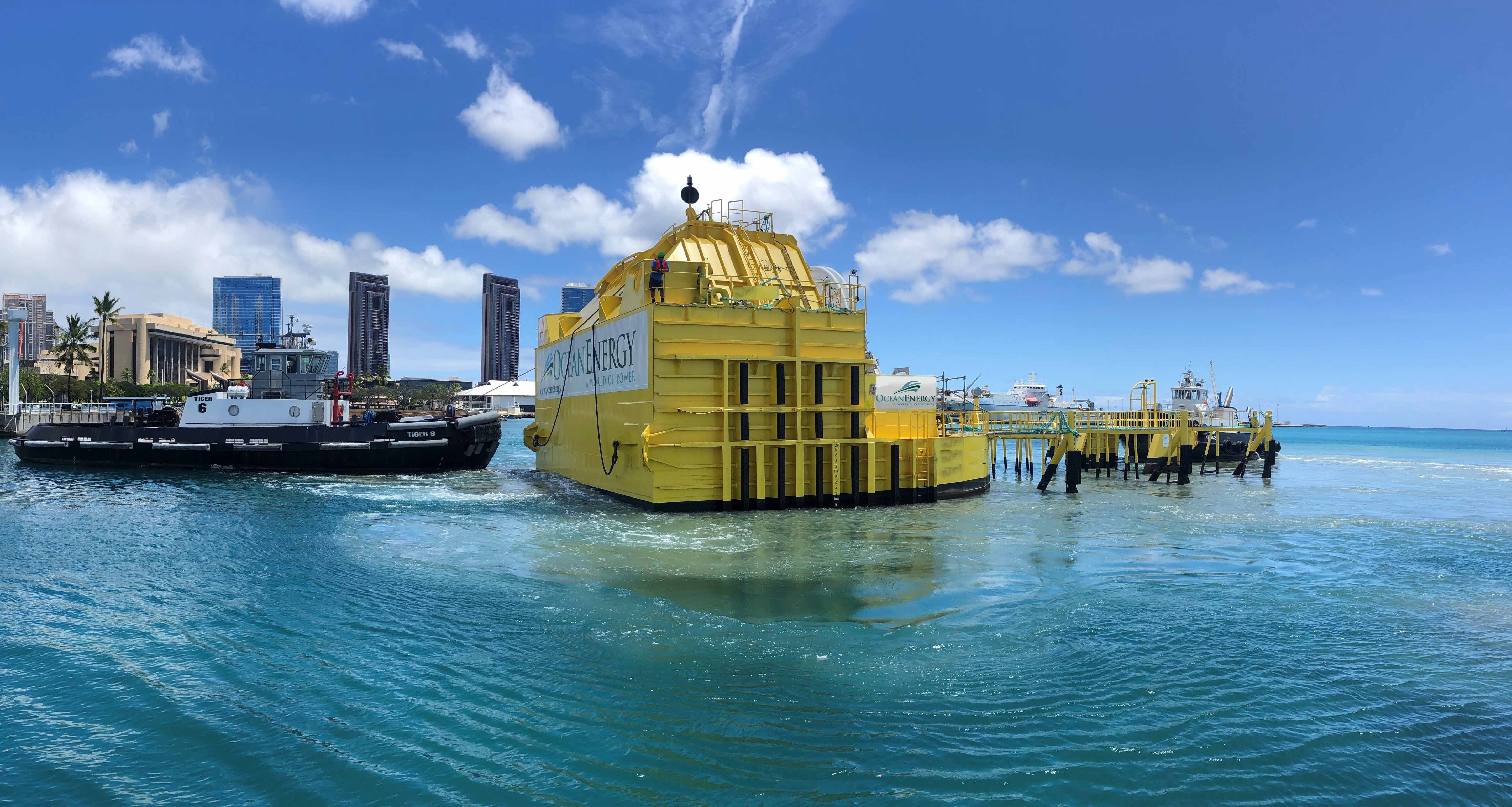 OceanEnergy OE35 wave energy device in Hawaii, a sister project at US Navy’s Wave Energy Test Site, launched July 2024