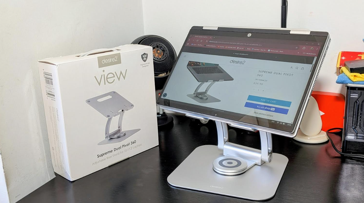 Desire2 Supreme Dual Pivot 360 stand for laptops review - techbuzzireland
