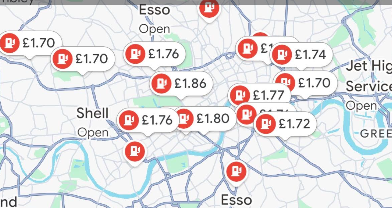 Google Maps nows showing fuel prices techbuzzireland.com