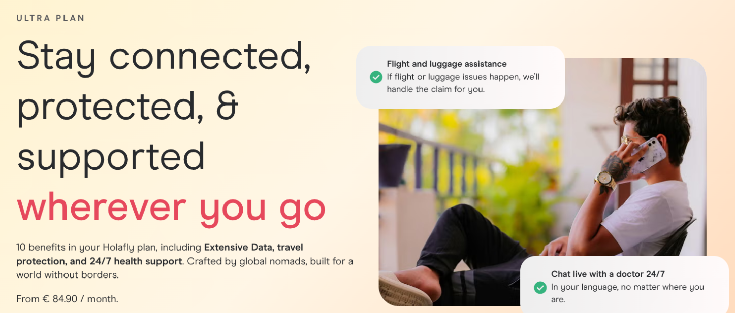 Holafly launches Ultra: A new eSIM subscription that includes therapy and doctor visits for travelers