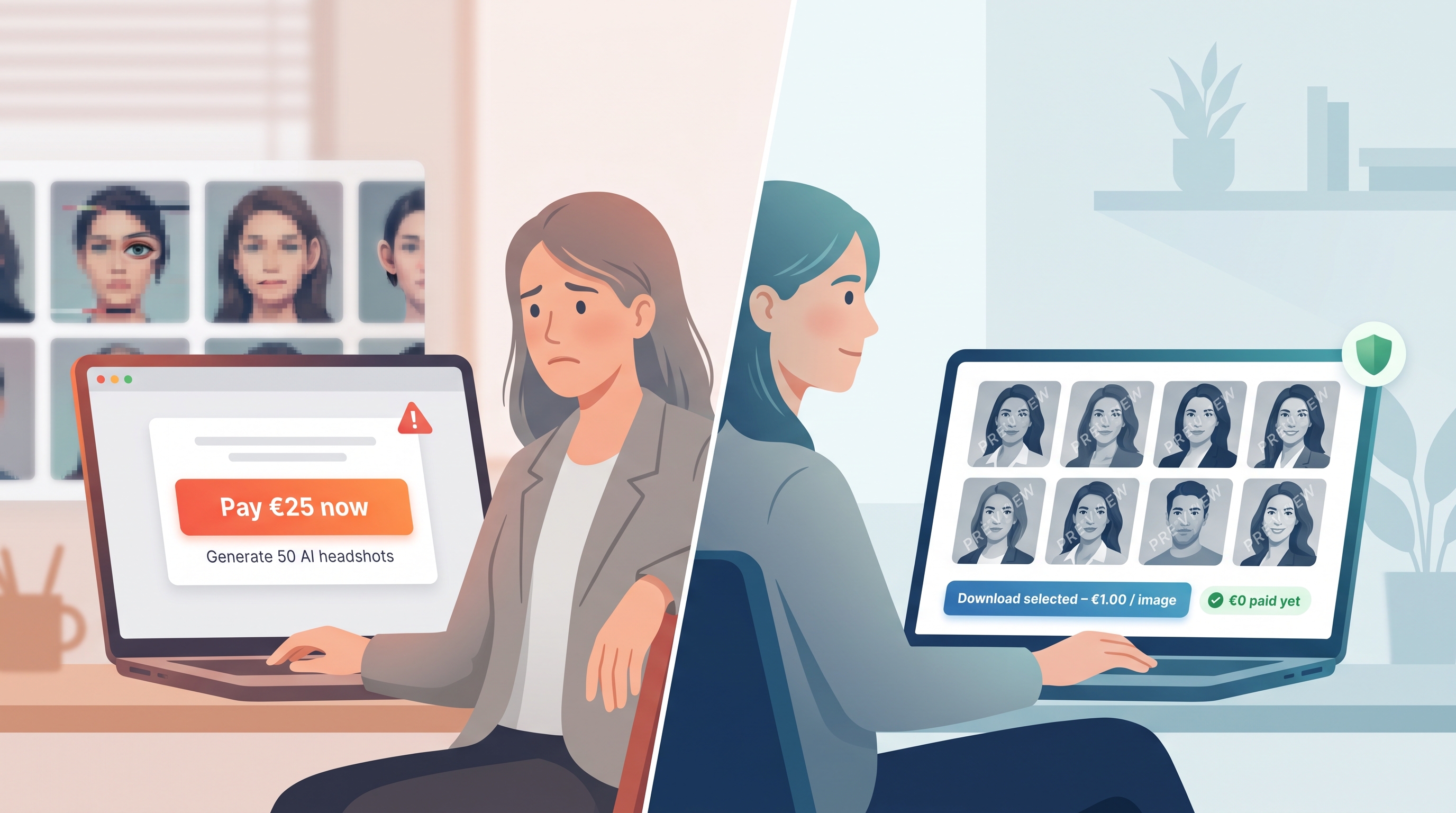 AI Headshot Software Pricing: Pay Upfront or Preview First? What a Bad Batch Costs